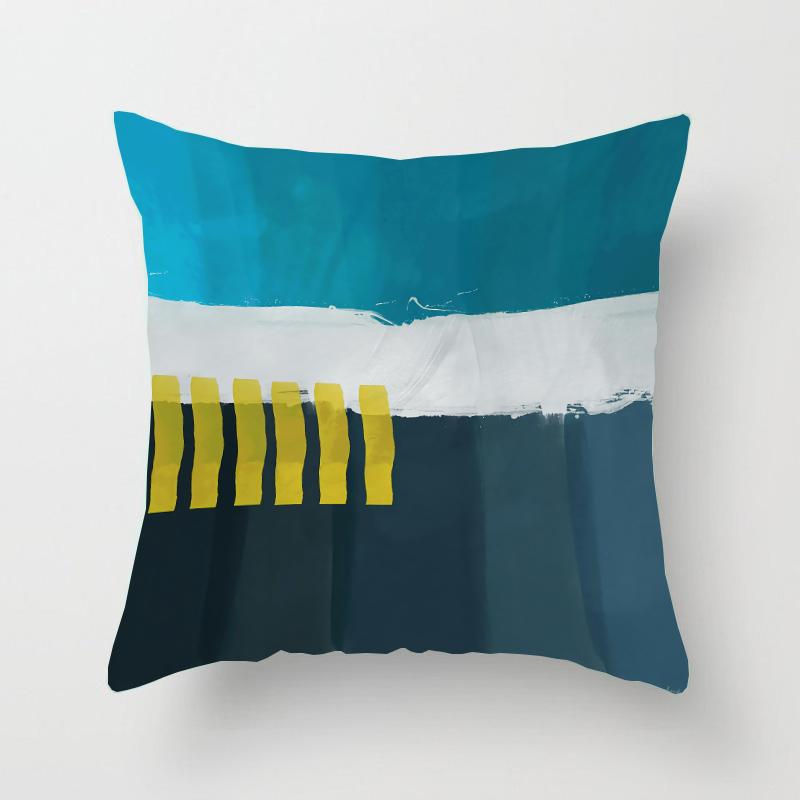 Blauer Kissenbezug aus Polyester mit geometrischem Aufdruck, für Zuhause, Wohnzimmer, Sofa, Bürostuhl, dekorativer Kissenbezug