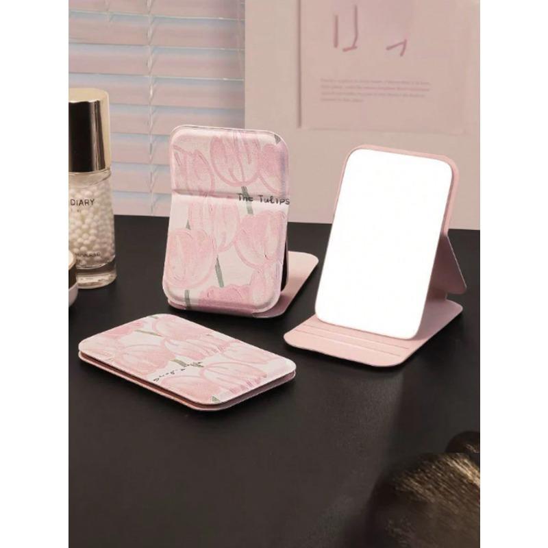 

2 штуки Портативное зеркало для макияжа, Маленькое зеркало из ПУ кожи, Складное, Дорожное зеркало, Подходит для подарков, Предметы первой необходимости для путешествий, Предметы первой необходимости для макияжа 1 Piece - Pink розовый