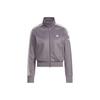 Brand Logo Stand Collar Long-Sleeve Sports Jacket for Women, Gray