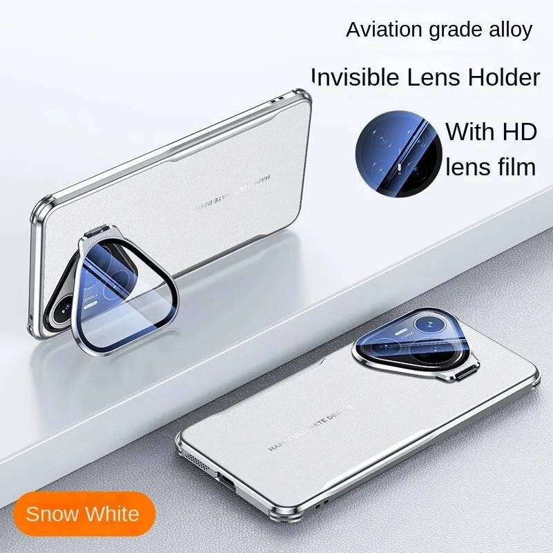 Case for Huawei P80 P70 Ultra Mate 80 70 60 Pro+ RS Honor Magic 8 7 Pro with Lens Invisible Bracket Holder & Leather Back Cover Phone Bumpers