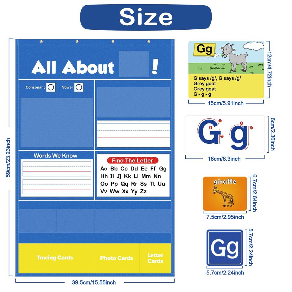 Alphabet Learning Pocket Chart Educational Toy Kids Classroom Teaching Aid Interactive Learning Tool for Preschool Kindergarten