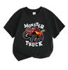 Cartoon Monster Truck Print Kids Boys Girls 100% Cotton O-neck Short Sleeve T-Shirt, Casual Lightweight Tees for Toddlers Children Daily Wear