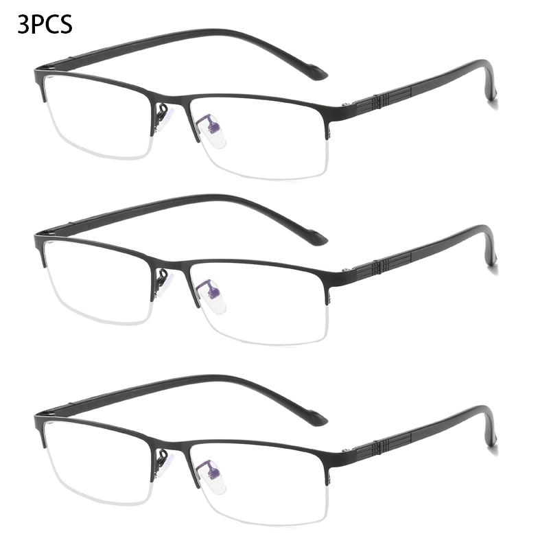 3PCS Semi-Rimless Reading Glasses Presbyopia Eyeglasses Women Men Anti Blue Rays Computer Hyperopia Spectacles +1.0 +1.5 To +4.0