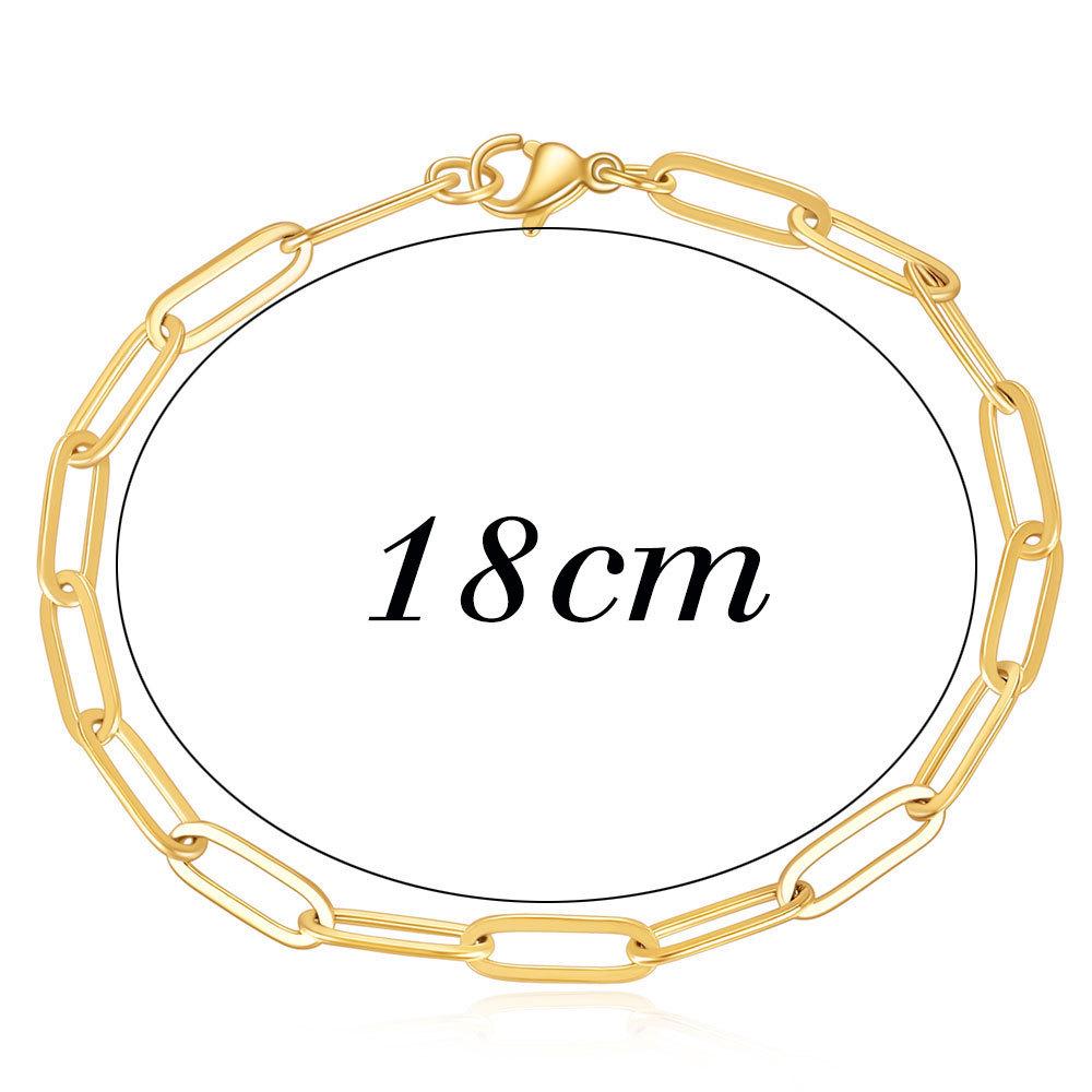14K Gold Platinierte Einfache Paperclip Rechteckige Gliederkette Armband - Europäischer & Amerikanischer Stil