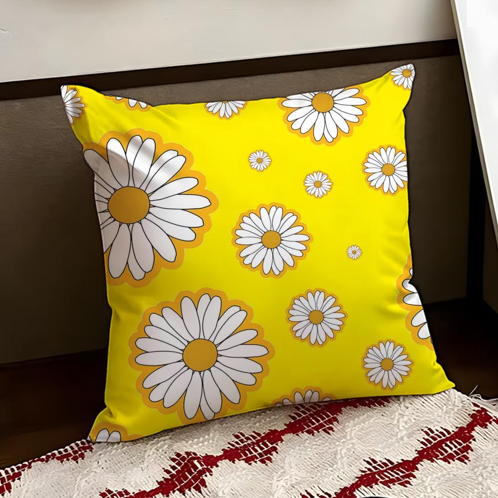 Dewy Daisy Cushion Cover Reversible Soft Durable Pillow Cover Home Car MultiScene Use for Daily Comfort