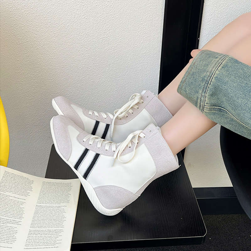 Dexun shoes women's new fashion boxing high-top shoes high-end flat bottom light and comfortable Martin boots