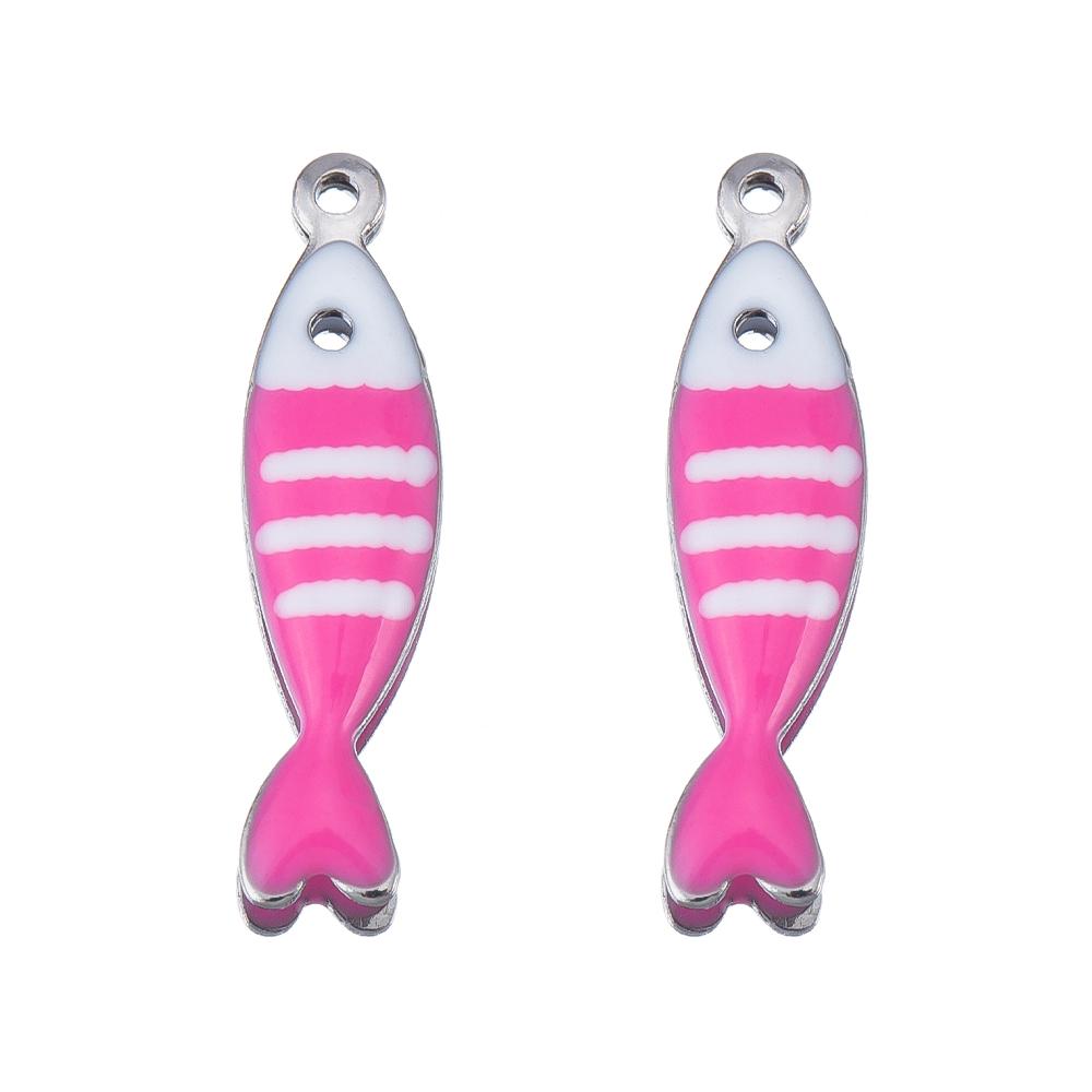 20pcs Stainless Steel Colorful Enamel Fish Charms Pendant Base DIY Ocean Necklace Earrings Jewelry Making Accessories Findings