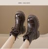 Augusden Women's 2025 Autumn Brown Chunky Heel Platform Ankle Boots - English Style Motorcycle Design