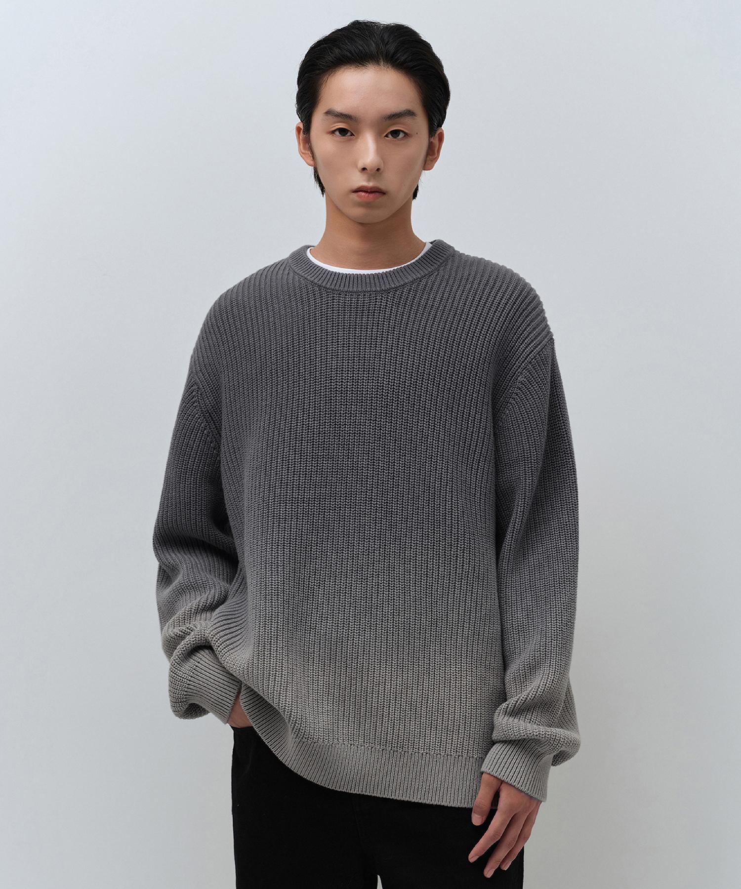 Musinsa Standard Gradient Ribbed Crew Neck Knit [Charcoal Gray] Charcoal Gray/M