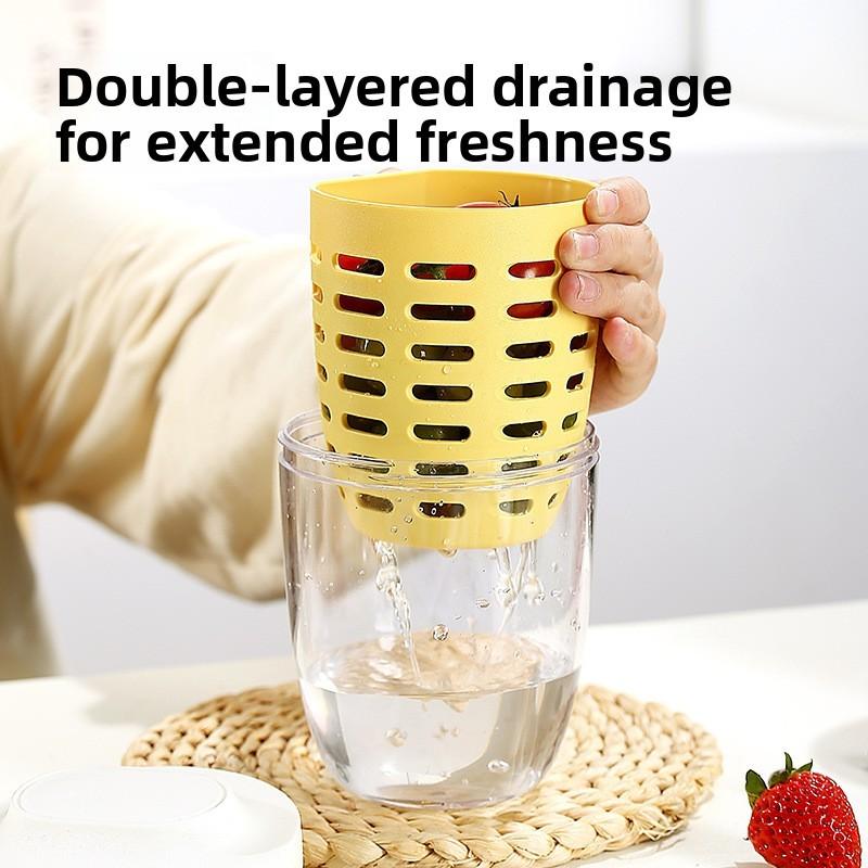 Salad Fruit Cup Double Layer Drainage Bowl For Office And School Use