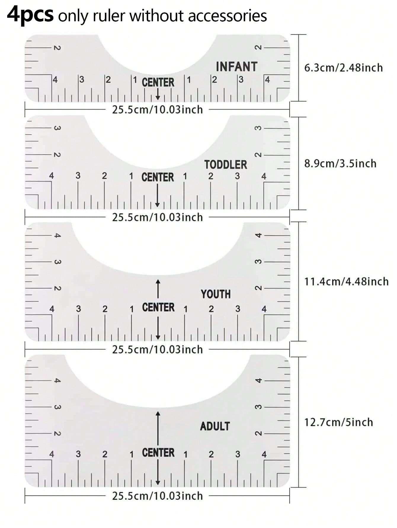 

4/11Pcs Transparent T-Shirt Ruler Guide Alignment Tool T-Shirt Rulers to Center Design for Adult Youth Toddler Infant Sewing Too