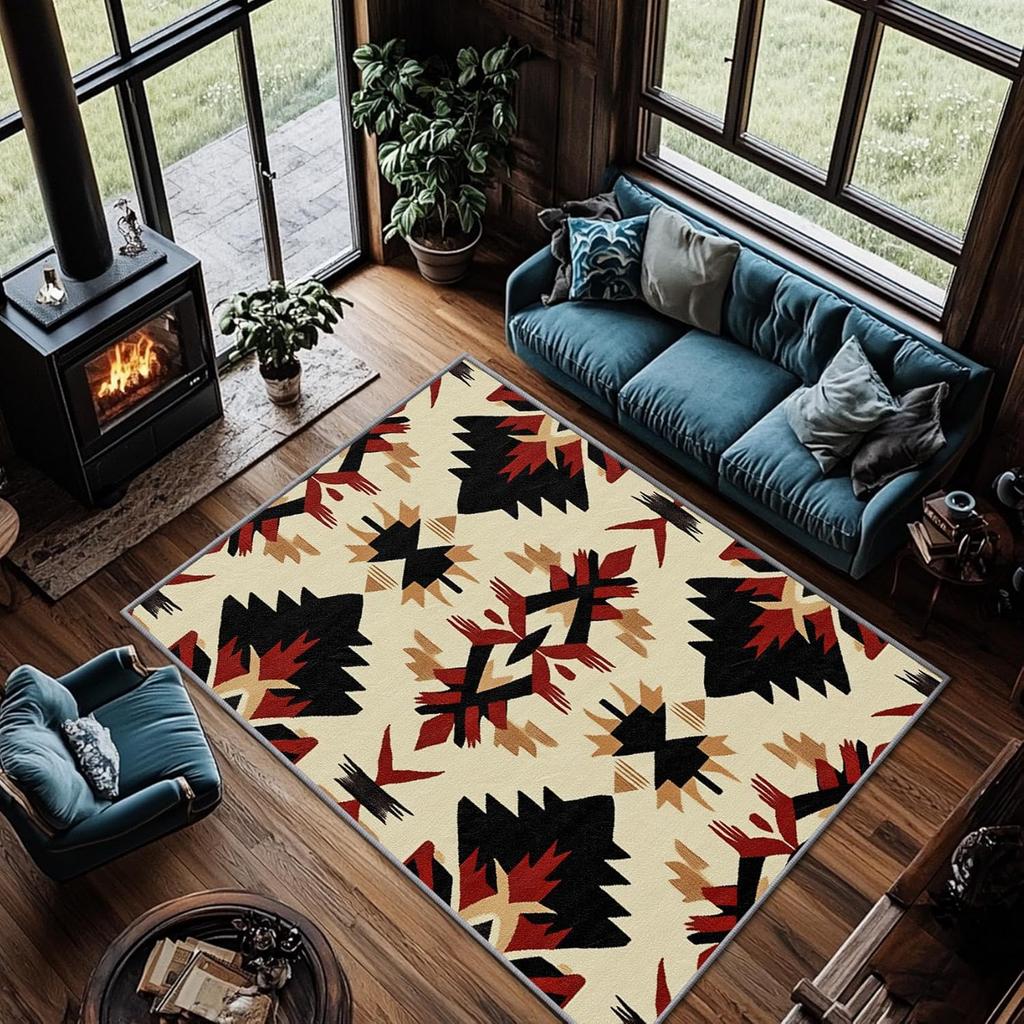 Ethnic Characteristic Carpet with Rich Colors Living Room and Bedroom Fully Covered with Vintage Bohemian Style Carpet