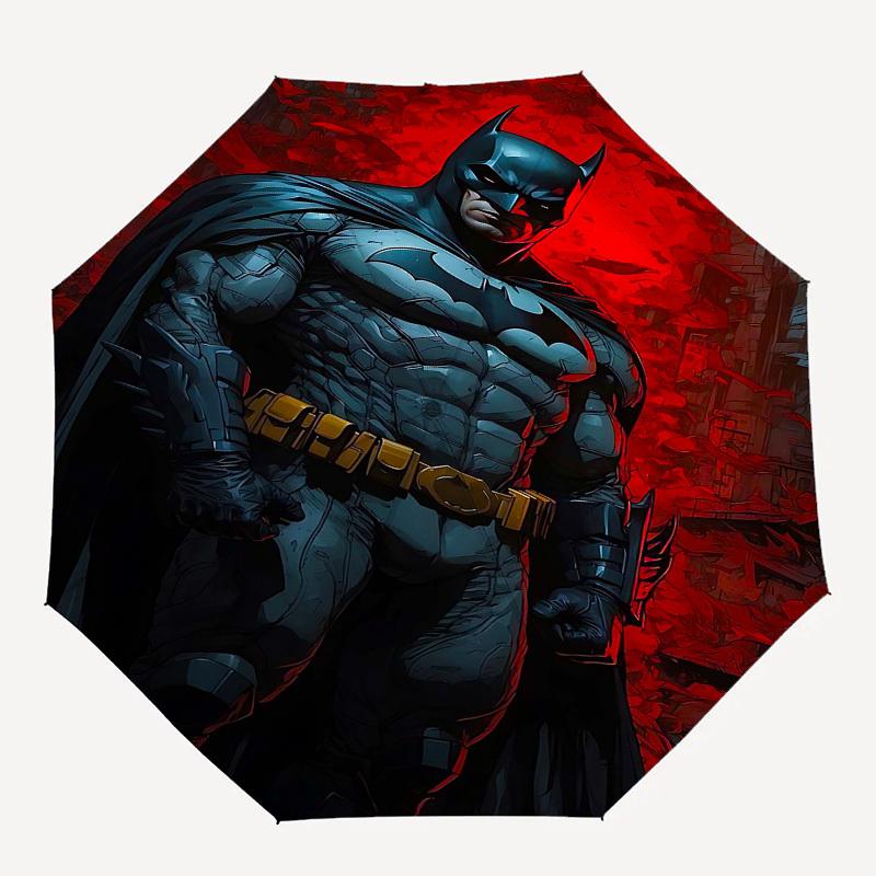 1pc Batman  noinput  Gotham Automatic Folding Umbrella - Compact 8-Rib Design, Durable Plastic & Iron1049L