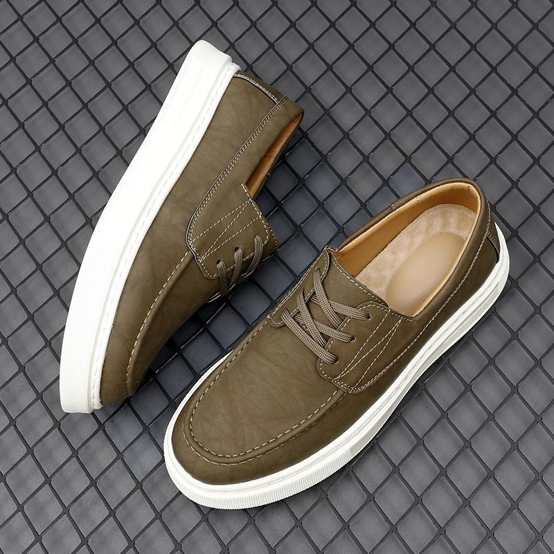 Board shoes men's spring 2025 new British style leather men's shoes retro simple versatile soft sole light casual shoes