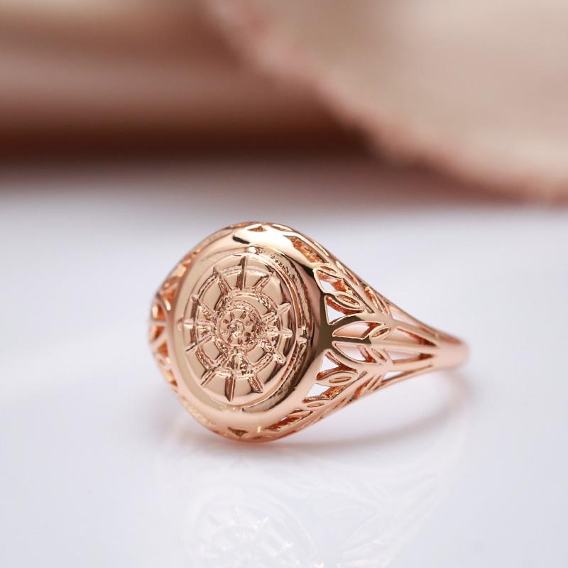Fashion Glossy Rings For Women Rose Gold Unique Pattern Round Rings Ethnic Bride Wedding Jewelry New