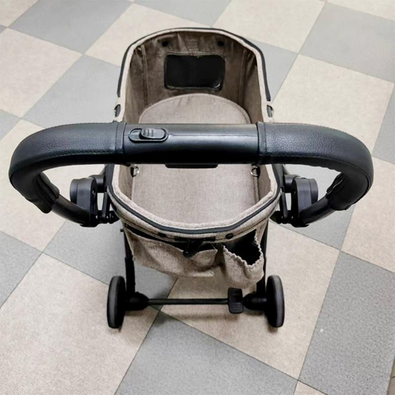 1 Set PU Leather Strollers Grip Protectors Feature Zipper Design Easy To Clean Handlebar Sleeve For Long Time Use