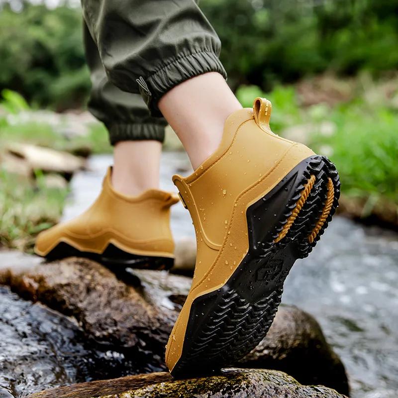 Fashion Low-cylinder Rain Shoes for Men and Women  Outdoor Fishing Waterproof Shoes, Stylish Style for Outdoor Wear, Rain Boots