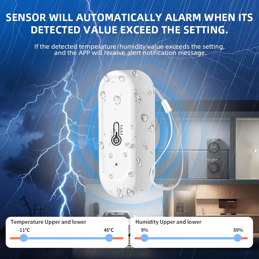 WIFI Temperatur- und Feuchtigkeitssensor IP65 Outdoor Wasserdicht Tuya APP Neuer Hygrometer Thermometer Sensor Unterstützung Alexa Google
