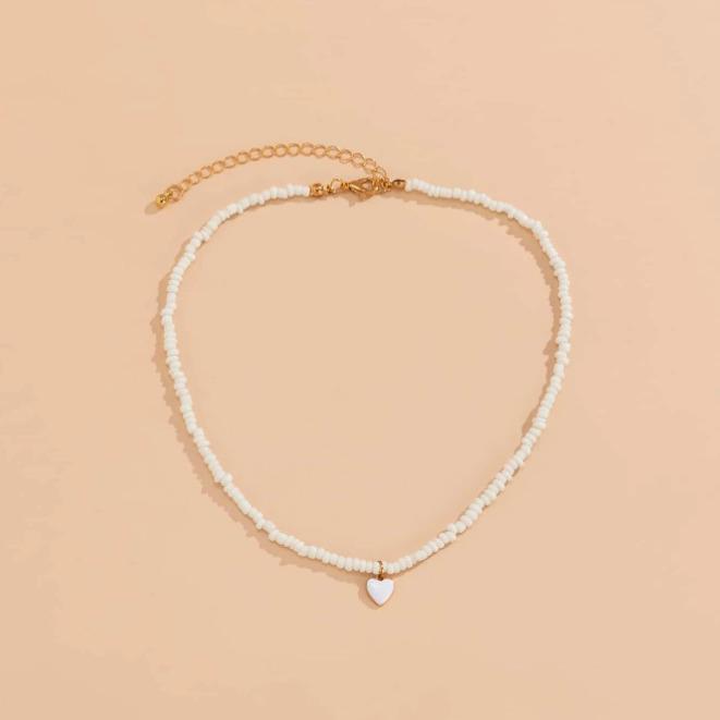 European & American Handmade Beaded Geometric Love Pendant Necklace