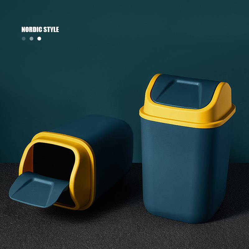 Nordic Style Shake Lid Trash Can Square Home Living Room Creative Cute Bedroom Modern Minimalist Kitchen with Lid Garbage Bin