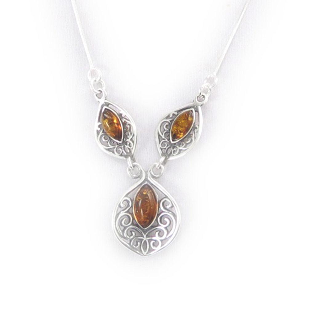 Les Trésors De Lily [K2610] - Silver Necklace 'Macbeth' Amber