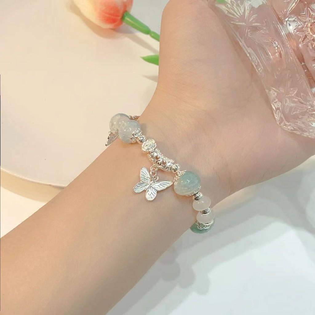 Gradient Elegant Blue Gemstone Butterfly Bracelet For Women Luxurious Summer Jewelry
