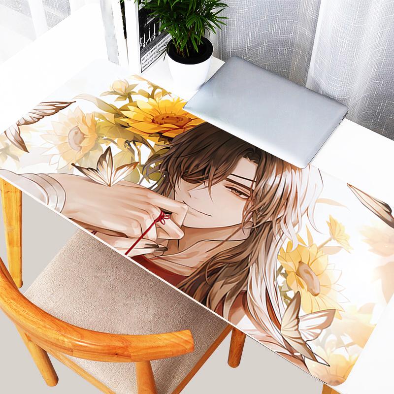 Big Gaming Mouse Pad HD Print Anime Tian Guan Ci Fu Extended Desk mat Non-Slip PC Computer Gamer Accessories Edge White Mousepad