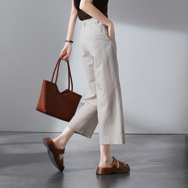 SOFSIL Women's Cotton Linen Wide-Leg Pants
