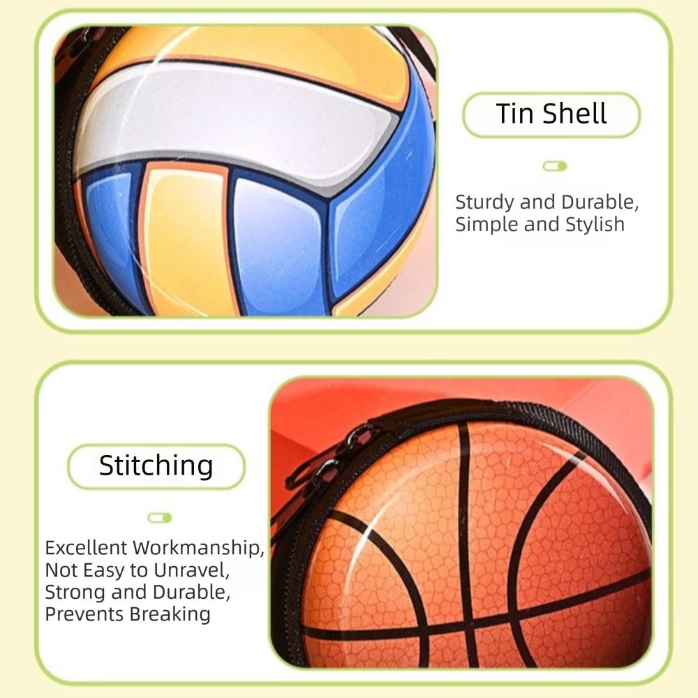 Fashion Ball Pattern Coin Purse Portable Simple Zipper Storage Box Mini Small Wallet Children's Gift