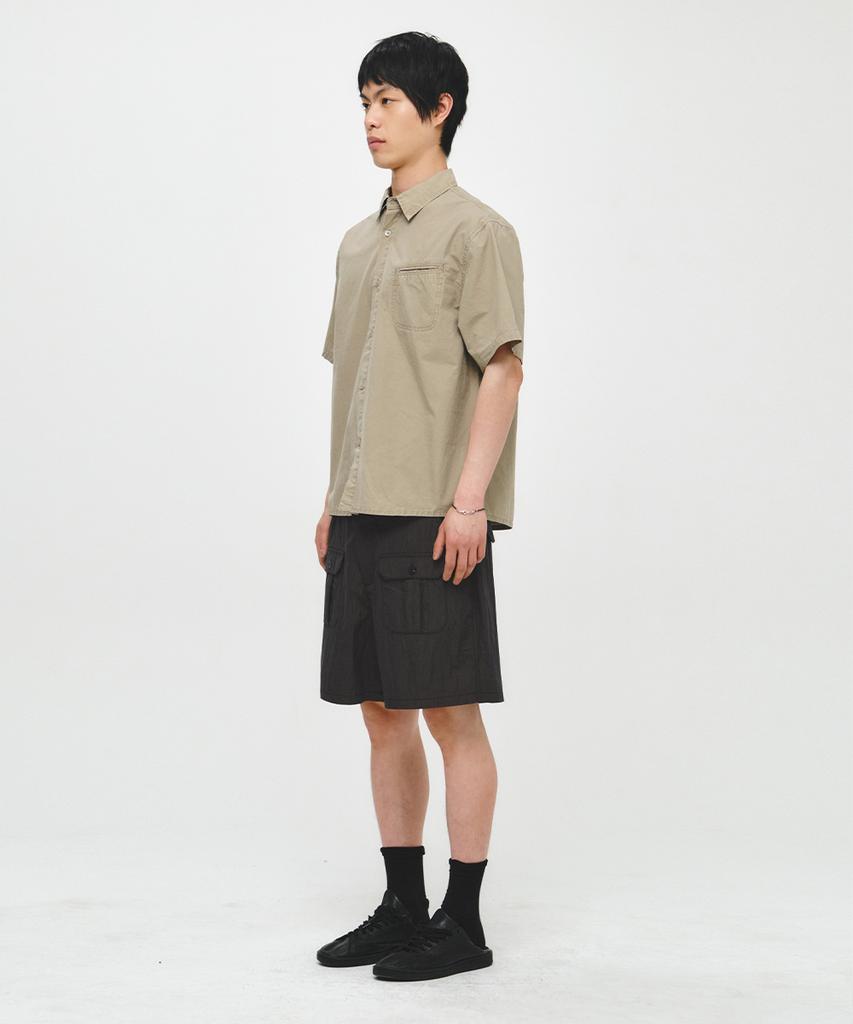 INTEMPOMOOD Thigh Pocket Cargo Shorts_Oil Black