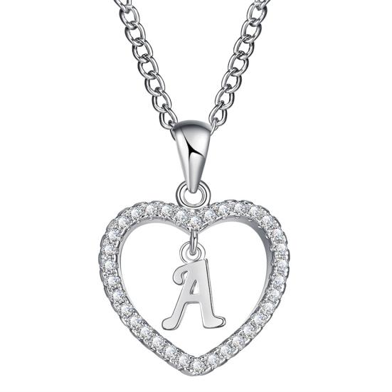 Concise Hollowed Heart Alphabet Unisex Necklace Jewelry Neck Chain Pendant Decor