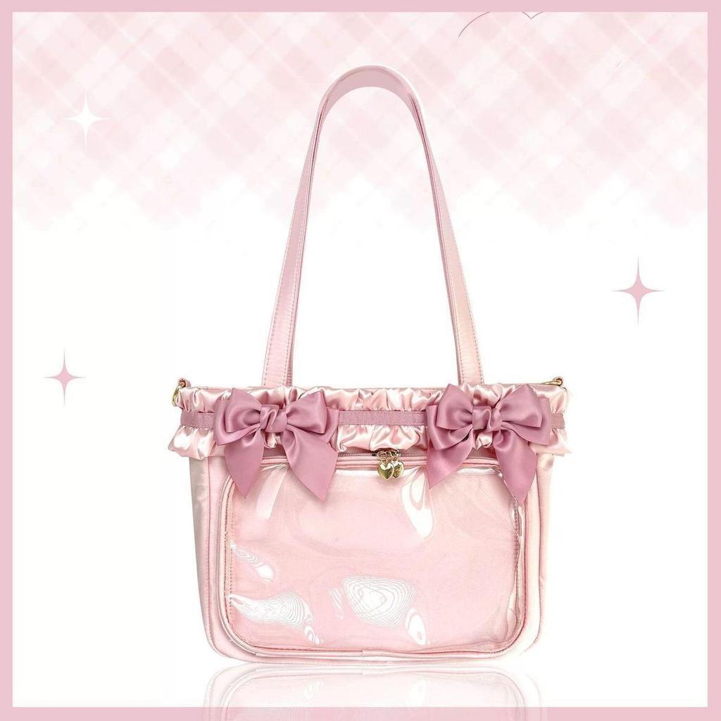 New Lace Bow Girls Sweet Ulzzang Ita Bag Fashionable Cute Harajuku Shoulder Bag Crossbody Bag Jk Uniform Y2K Handheld Tote Bag