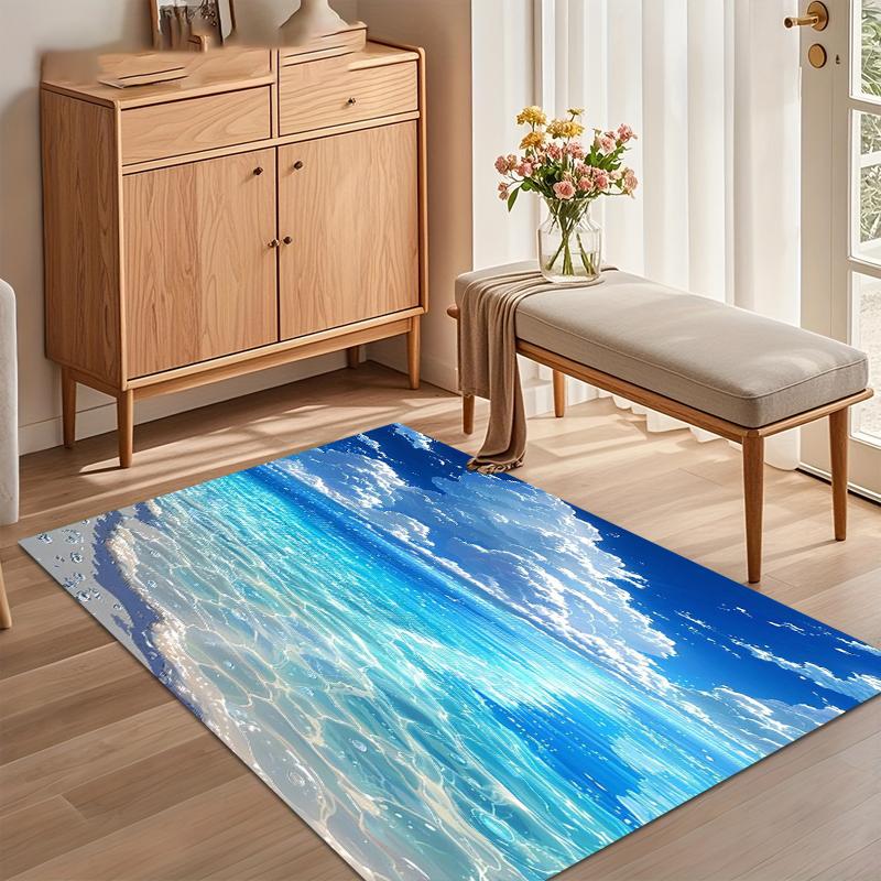 

Ocean Wave Area Rug Non Slip Washable Floor Carpet for Living Room Bedroom Entryway with Clear Turquoise Sea and Sky Pattern 40x60cm