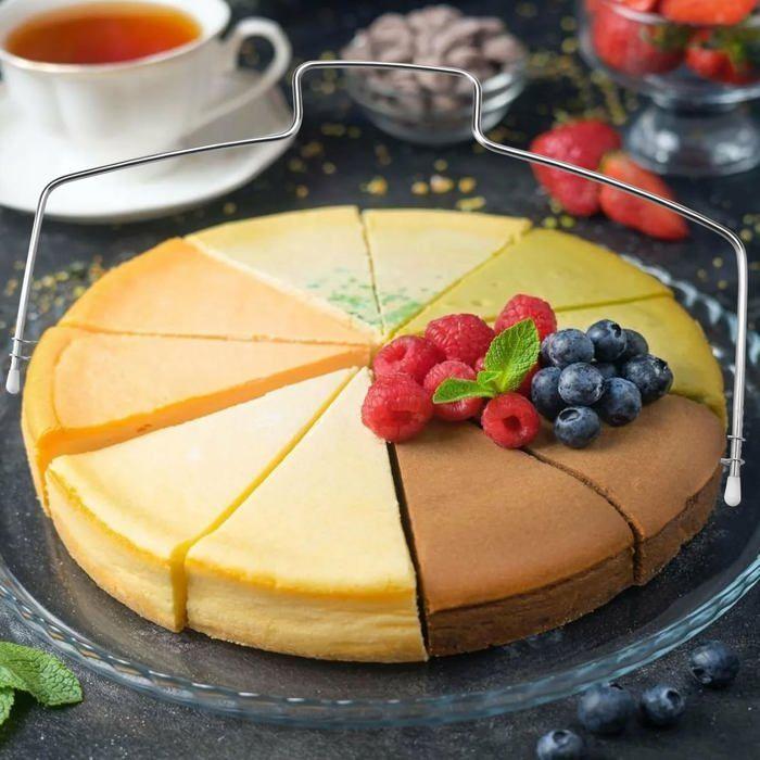 2 pièces - Coupe-gâteau en acier inoxydable - Outil de découpe pour fond de gâteau - Hauteur - Fil de coupe - Accessoires de pâtis