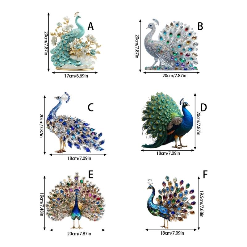 Animal Statues Decorative Ornament for Living Room,Home,Office Decors Acrylic Peacocks Figurines Tabletop Centerpieces