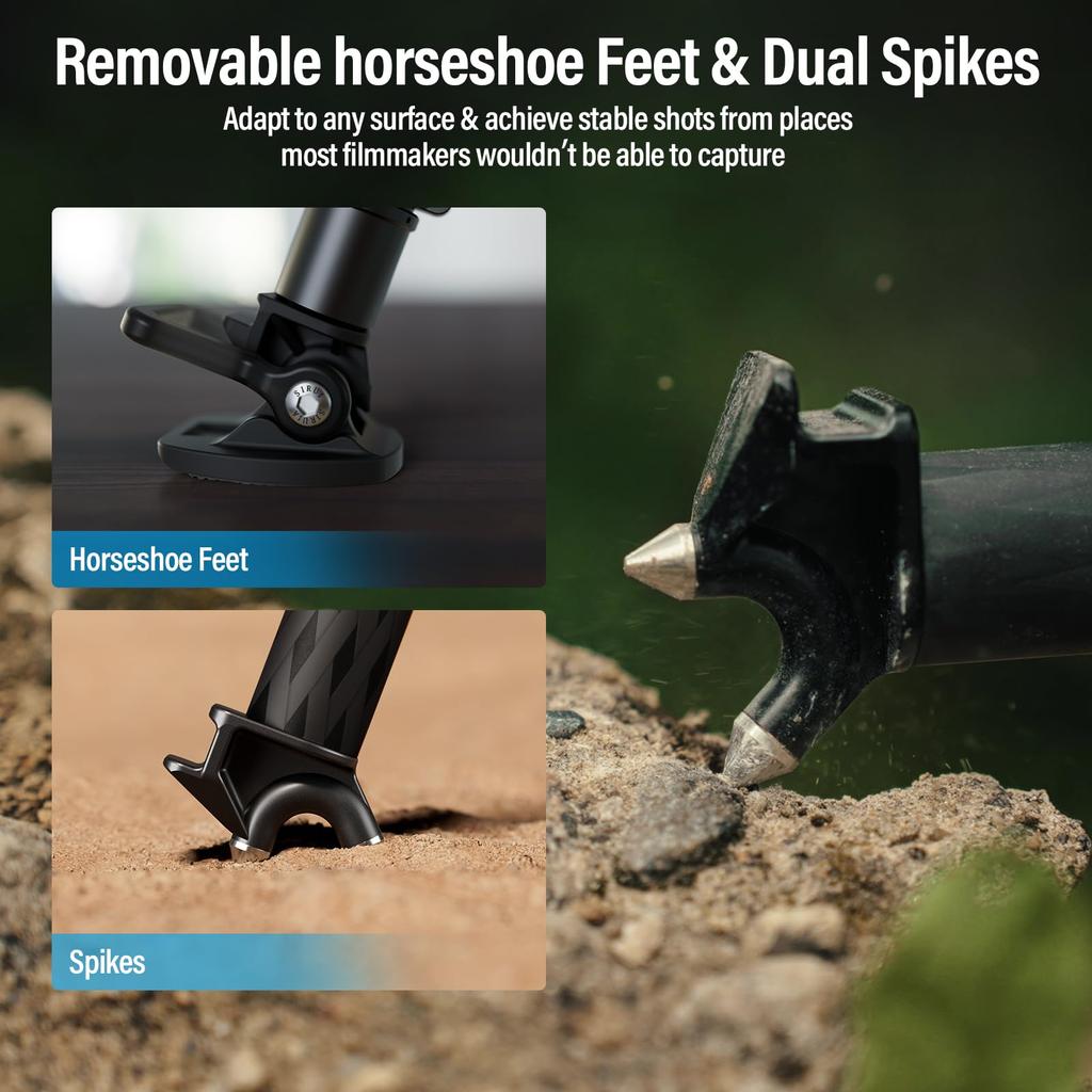 SIRUI SVS75 Professional Video Carbon Fiber Height Up To Lbs Professional Tripod for Video Cameras Tripod, 61" Tripod, One-Step Adjustment, Mid-Level