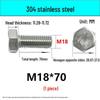 M14-30 304 Stainless Steel Fully Threaded Hex Head Screw Bolt