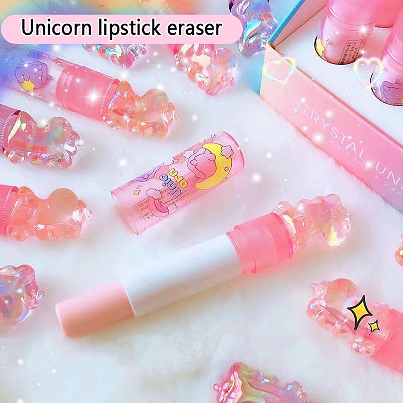 1/3pcs Creative Eraser Lipstick Unicorns Rubber Erasers Student Correction Tool Kids School Office Supplies Stationery Gifts