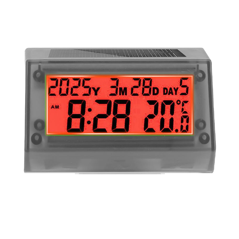 

Solar Power Car Digital Clock Date Week Temperature LCD Backlit Display for Dashboard Car Clock Automobiles Internal Stick-On червоний