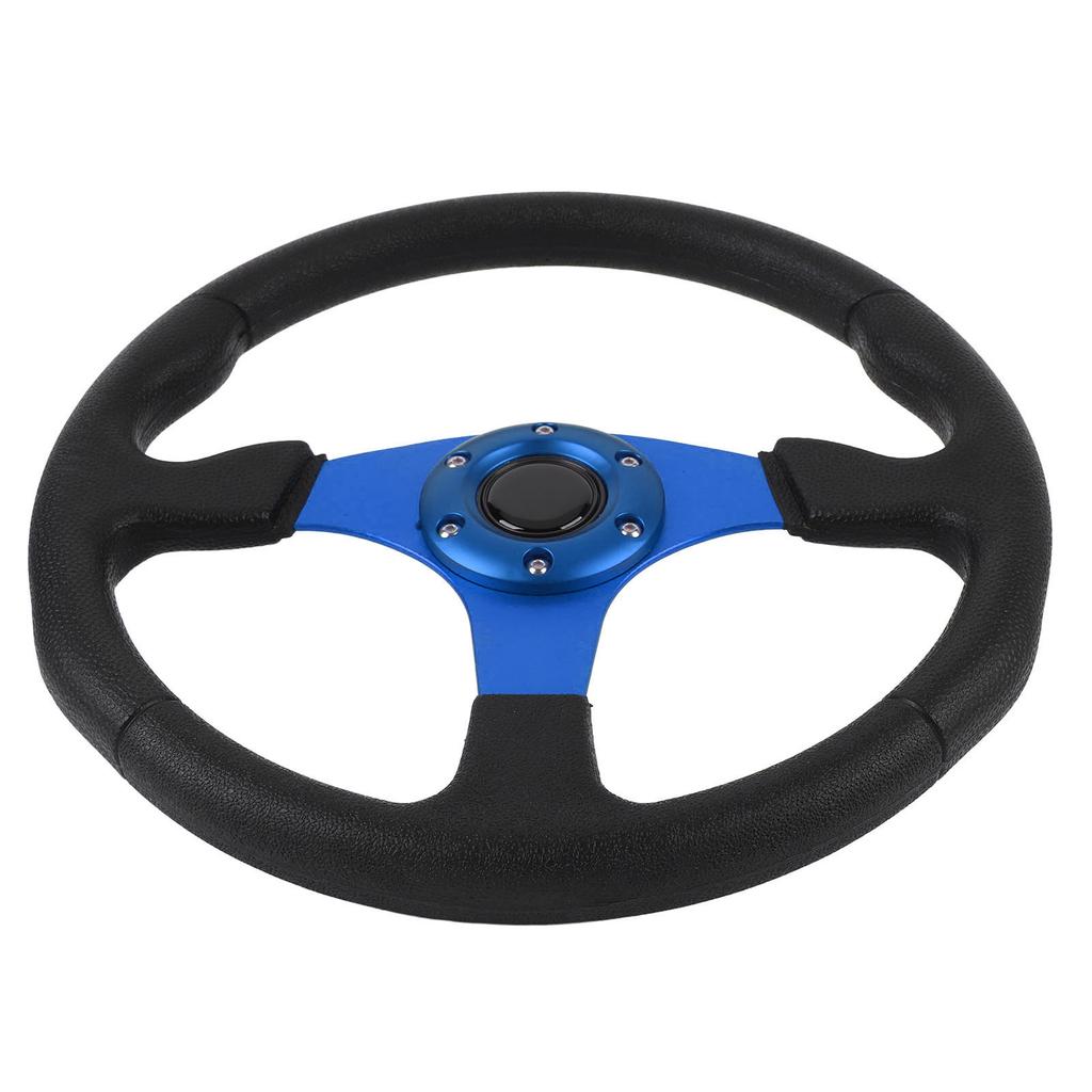14in Universal Racing Steering Wheel PU Leather Aluminum Frame Universal Fit for 6 Holes Hub