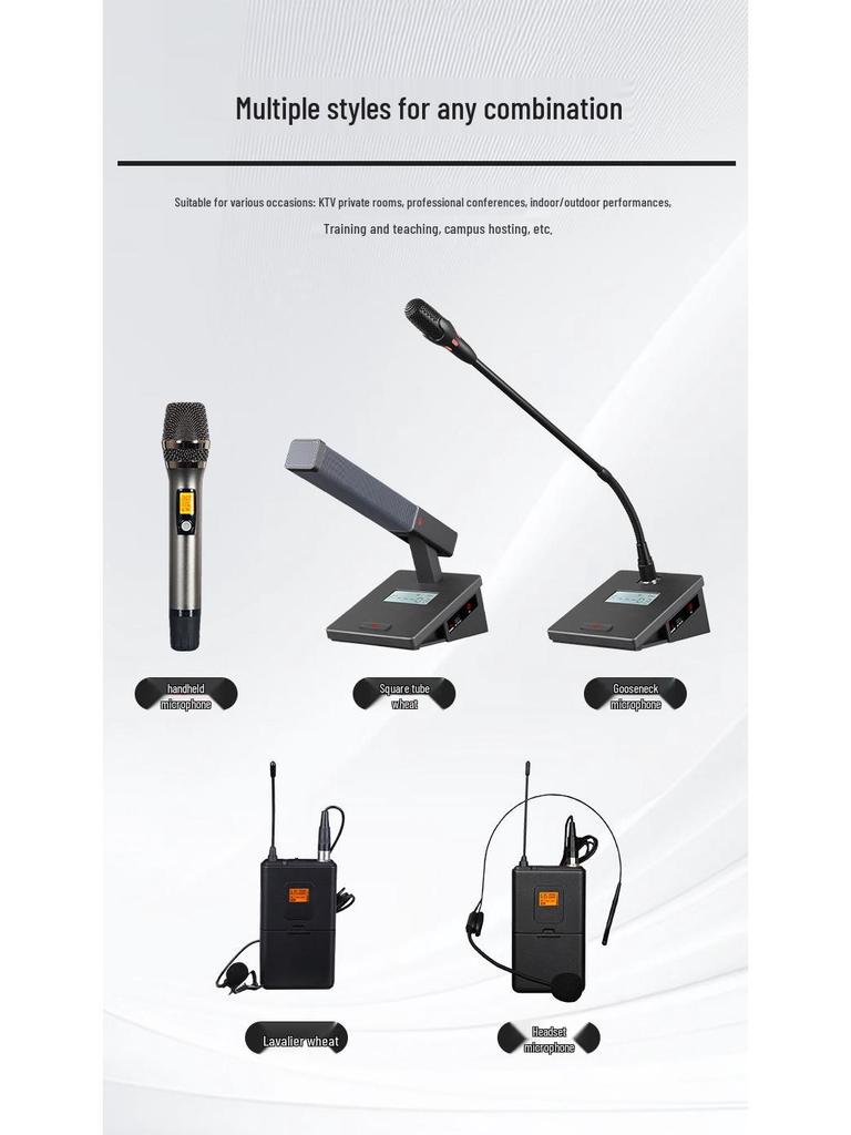 HuiDu MA-08 Wireless 1-to-8 Conference Mic: Gooseneck, Handheld, Headset Options