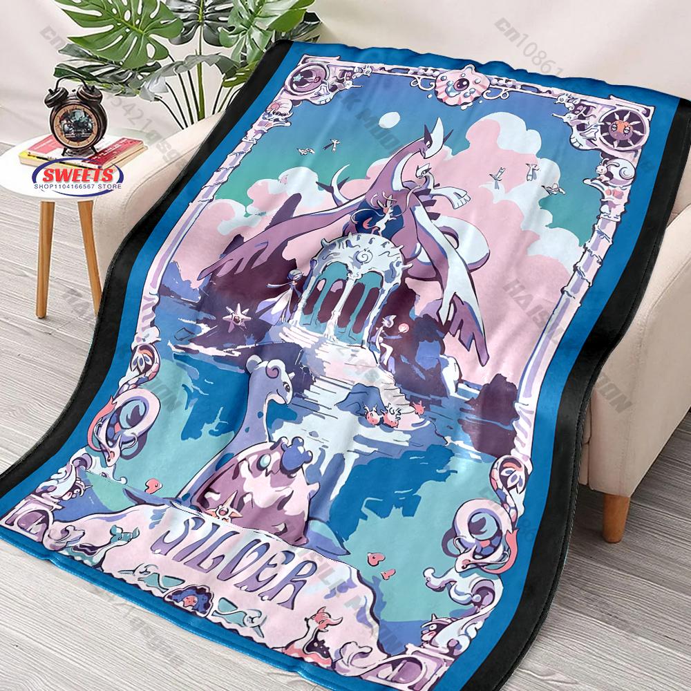 

Pokemon Retro Cartoon Classic Anime Rayquaza Lugia Print Blanket Home Travel Sofa Bedding Cover Blanket Gift for Kids and Adults 75x90cm
