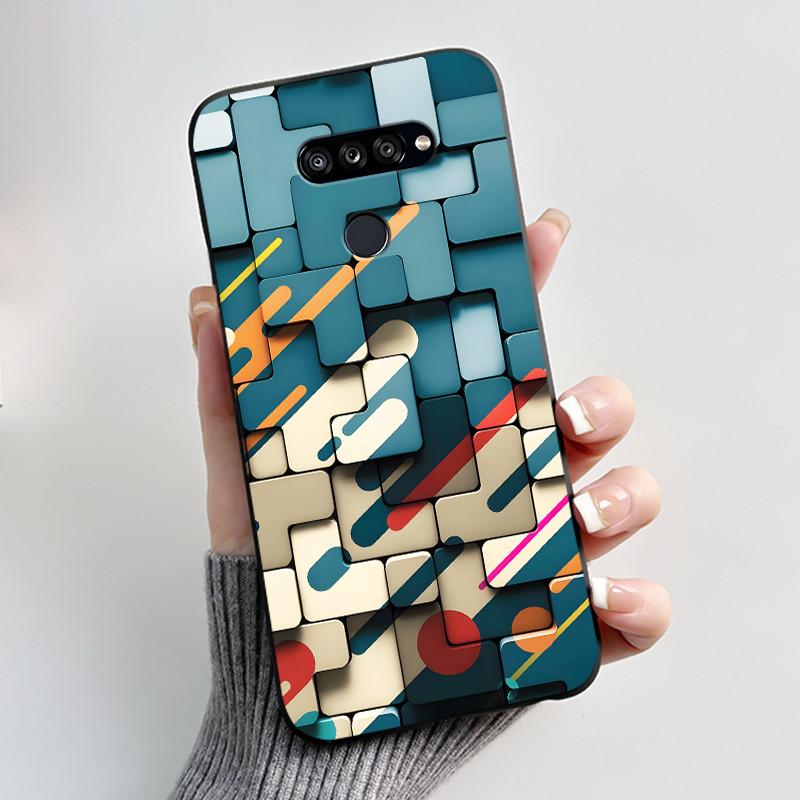 Soft Shockproof Phone Case For LG K50S Bumper Silicone Black Case New Design Viral Pattern Koi Shell Cute Colorful Cover