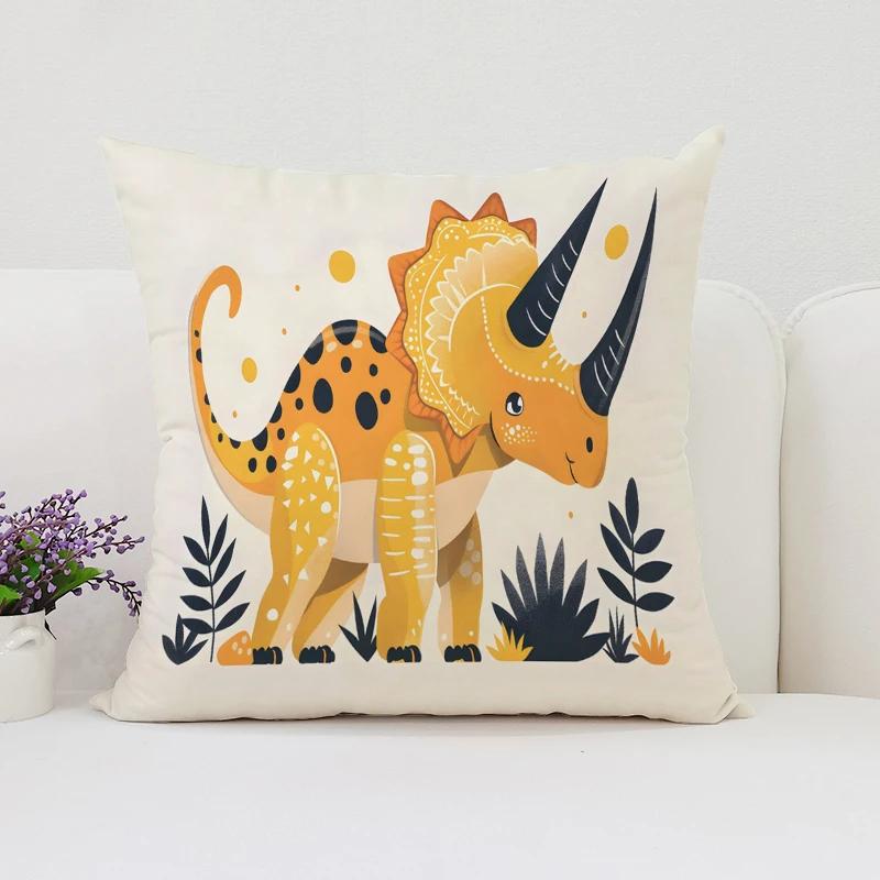 40x40 Cushion Cover Dinosaur Land Pillow Cover Sofa Decoration Children's Room Decorative Pillow Cover Kids Exquisite Gift