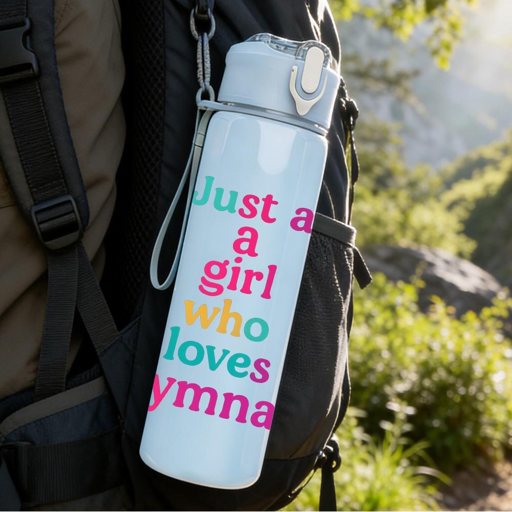 1PC Girl Loves Gymnastics Rainbow 750ml Color Plastic Sports Water Bottle Leakproof Flip Straw Lid Suitable for Sports Office Home Use