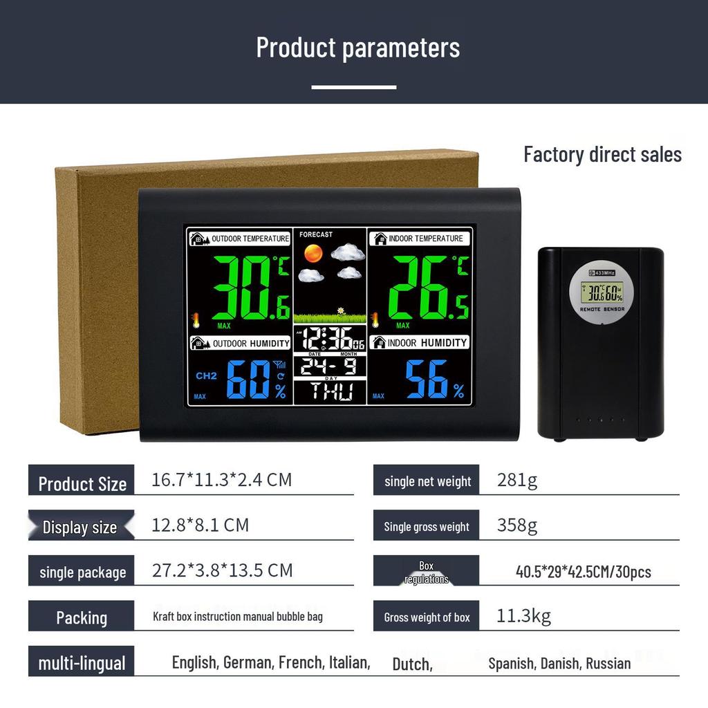 Hochauflösende Wettervorhersageuhr mit Temperatur- und Feuchtigkeitsüberwachung