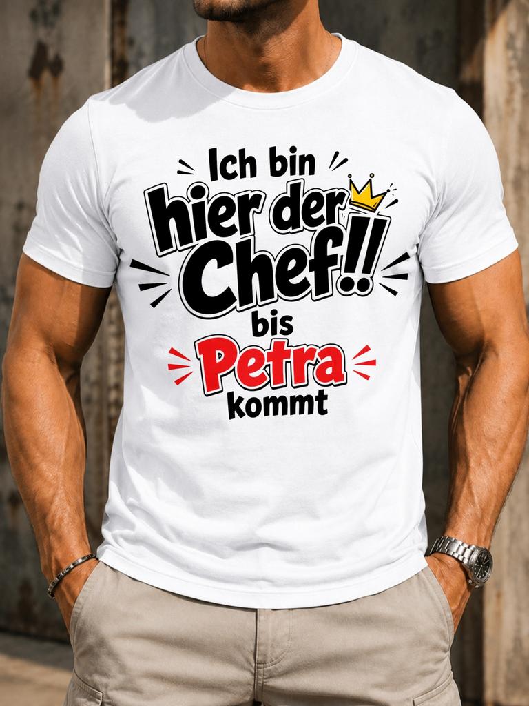 I Am The Boss Here Until Petra Comes Comic Crown Accent Bold Red Gerunisex Boss Quote Playful Office Unisex All TShirt