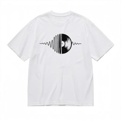 T-shirt pour homme avec graphique rétro vinyle et onde sonore Blanc 100% coton Tops Été