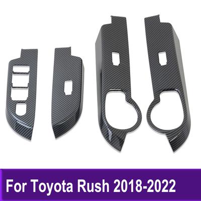 Interior Accessories For Toyota Rush 2018- 2022 Carbon Fiber Window Lifter Switch Armrest Panel Trim Car