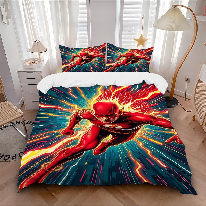 

3pcs Flash Speedster Bedding Set, Soft Polyester Duvet Cover and Pillowcases Machine Washable Seasons all suitable & Guest Room Decor233 135x200cm